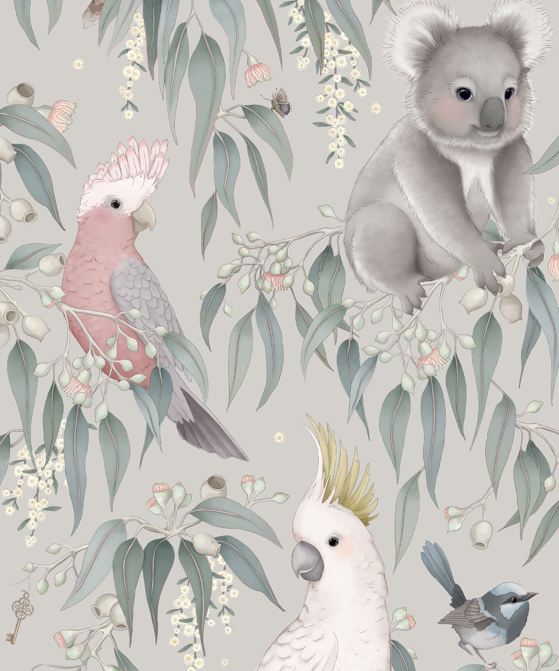 Nursery Wallpaper - Bush Babies by Fleur Harris - Saltbush