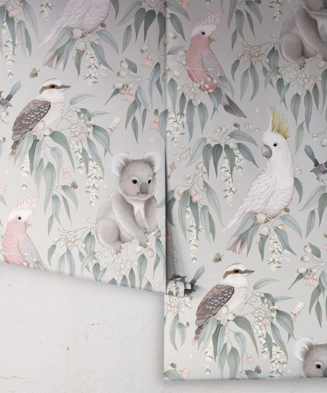 Nursery Wallpaper - Bush Babies by Fleur Harris - Saltbush