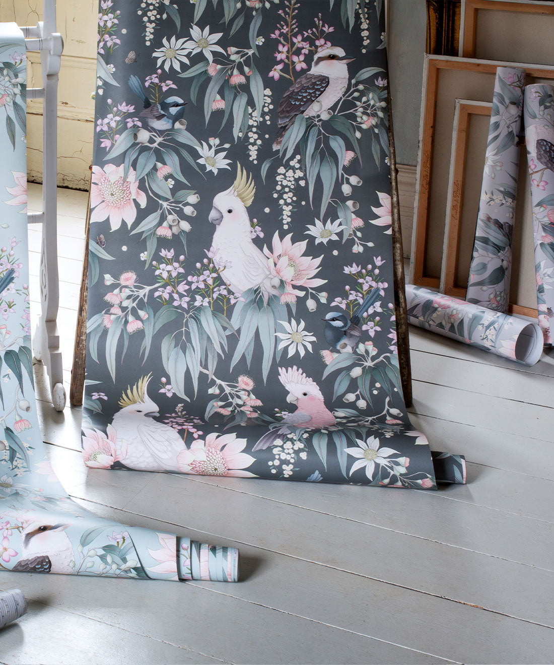 Nursery Wallpaper - Bush Melody by Fleur Harris - Gum Grey