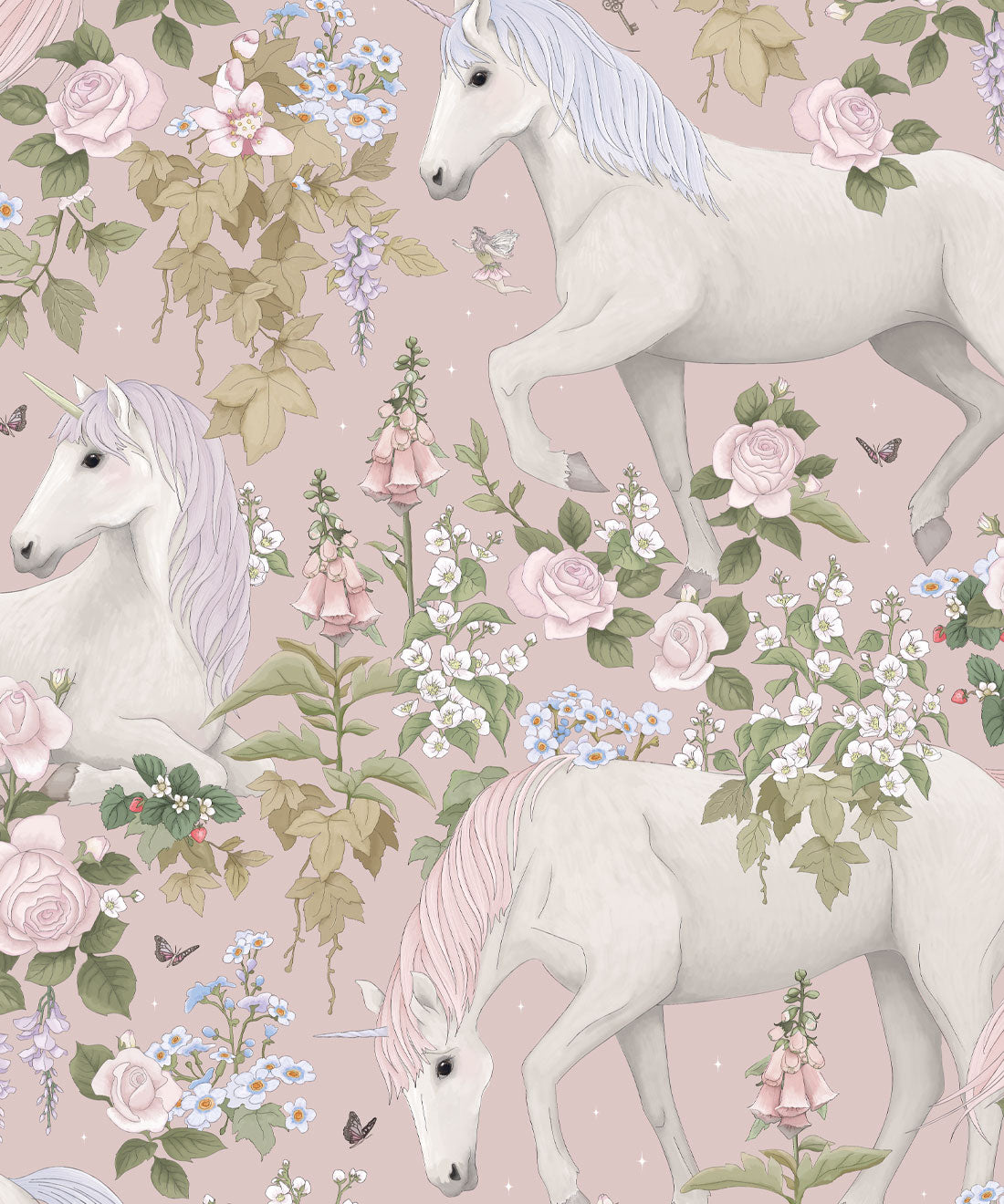 Nursery Wallpaper - Field of Dreams by Fleur Harris - Ballet Pink