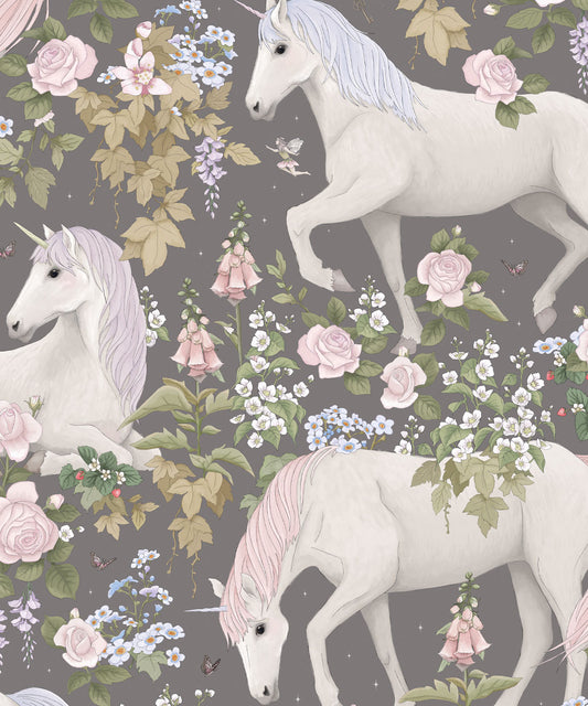 Nursery Wallpaper - Field of Dreams by Fleur Harris - Starlight Grey