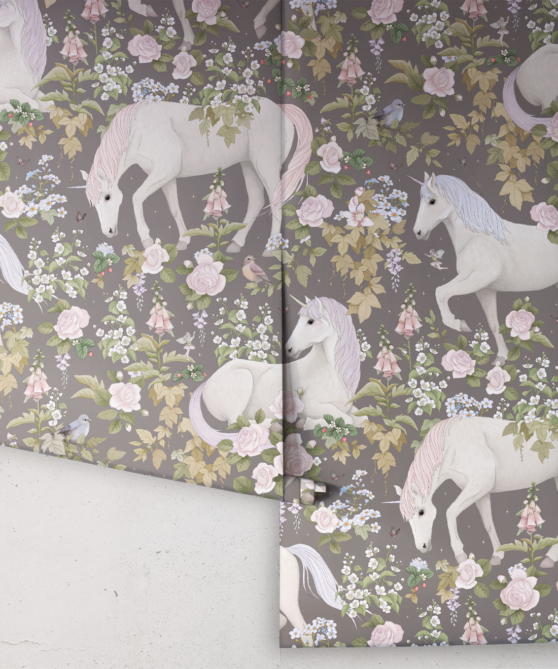 Nursery Wallpaper - Field of Dreams by Fleur Harris - Starlight Grey