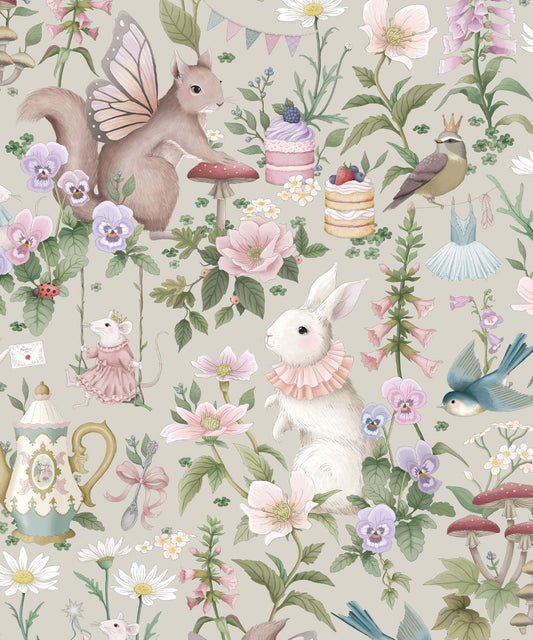Nursery Wallpaper - Garden Party by Fleur Harris - Gentle Sage
