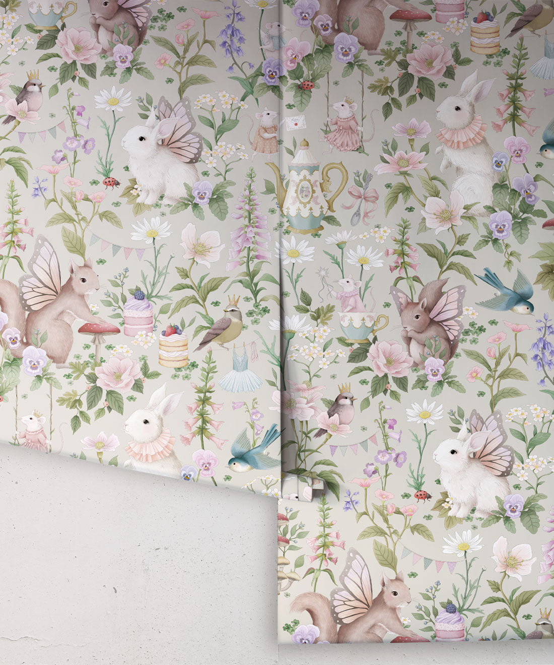 Nursery Wallpaper - Garden Party by Fleur Harris - Gentle Sage