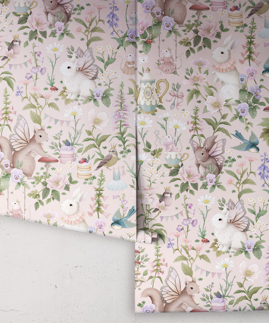 Nursery Wallpaper - Garden Party by Fleur Harris - Petal Pink