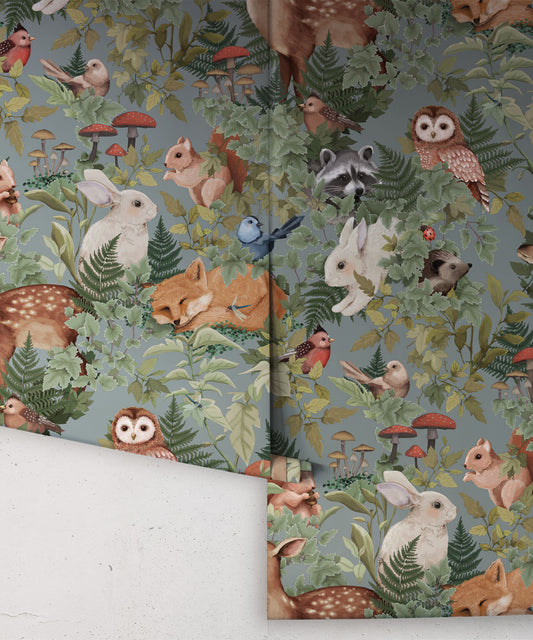 Nursery Wallpaper - In the Woods by Fleur Harris - Chateau
