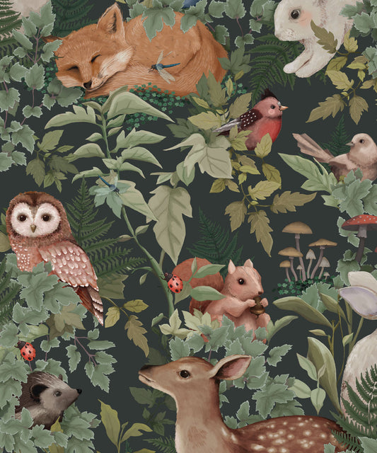 Nursery Wallpaper - In the Woods by Fleur Harris - Forest