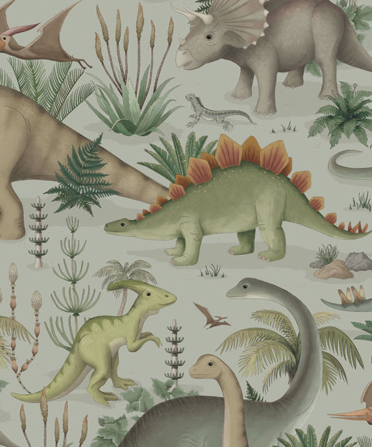 Nursery Wallpaper - Prehistorica by Fleur Harris - Dew