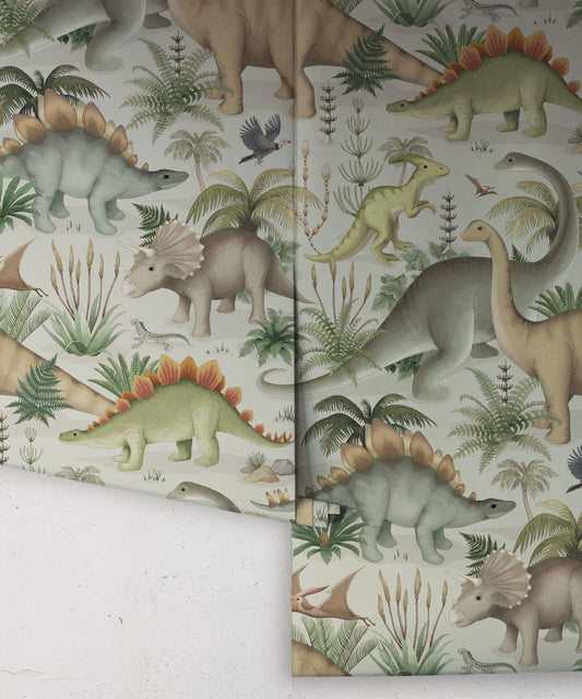 Nursery Wallpaper - Prehistorica by Fleur Harris - Dew