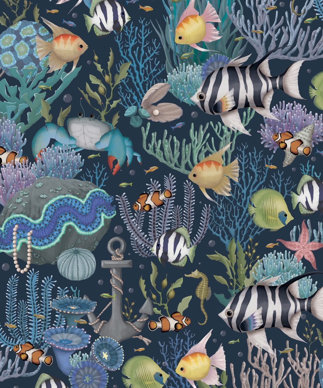 Nursery Wallpaper - Treasure Reef by Fleur Harris - Deep Ocean