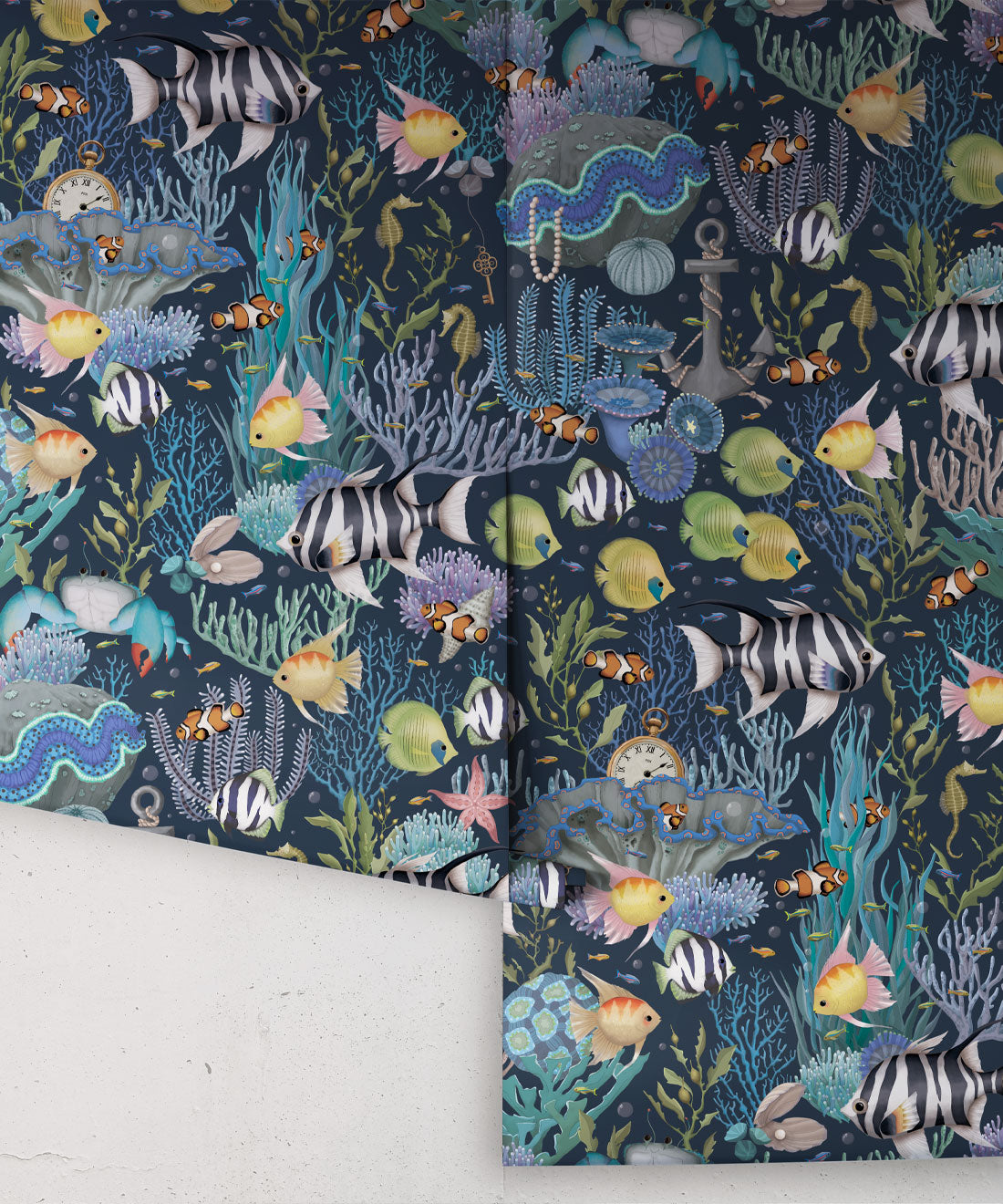 Nursery Wallpaper - Treasure Reef by Fleur Harris - Deep Ocean