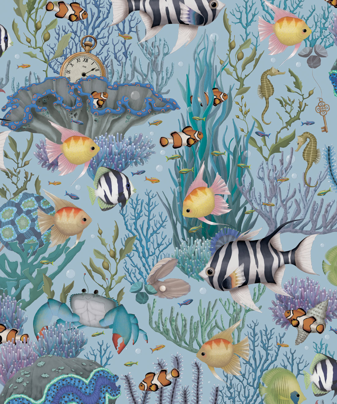 Nursery Wallpaper - Treasure Reef by Fleur Harris - Island Blue