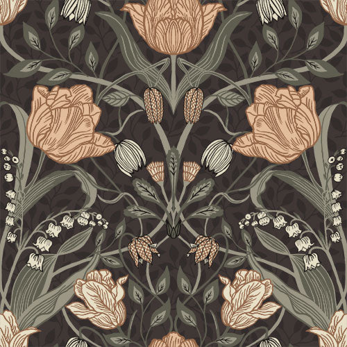 Midbec Wallpaper - Filippa Tulip Garden - Brown