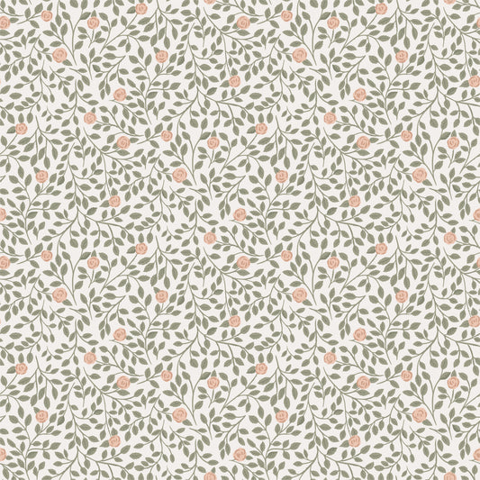 Summer Gray Wallpaper - Climbing Rose - Light Green