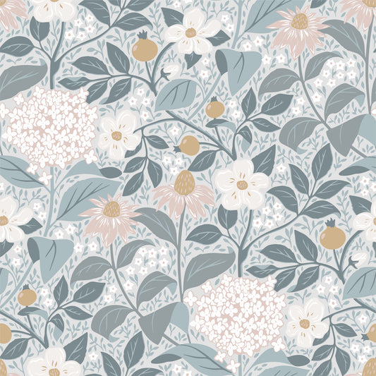 Floral Wallpaper - Sommerblüte - Blau