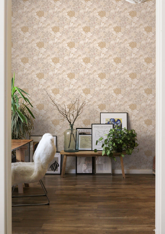 Bloemenbehang - Summer's Bloom - Beige