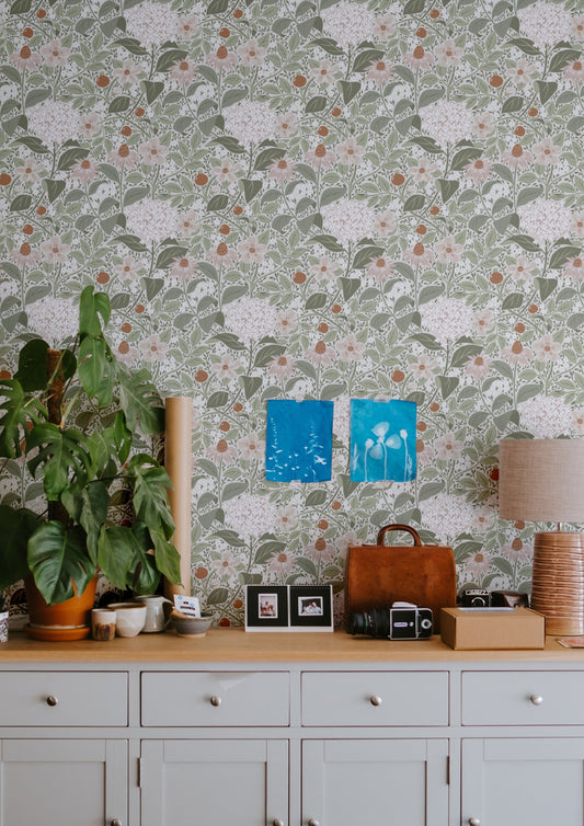 Floral Wallpaper - Summer’s Bloom - Light Green