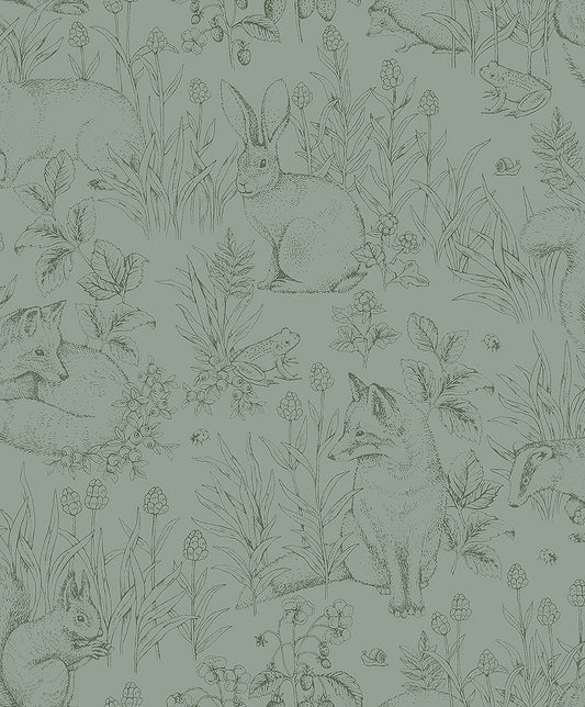 Kwekerij Behang - Forest Friends - Groen & Zwart