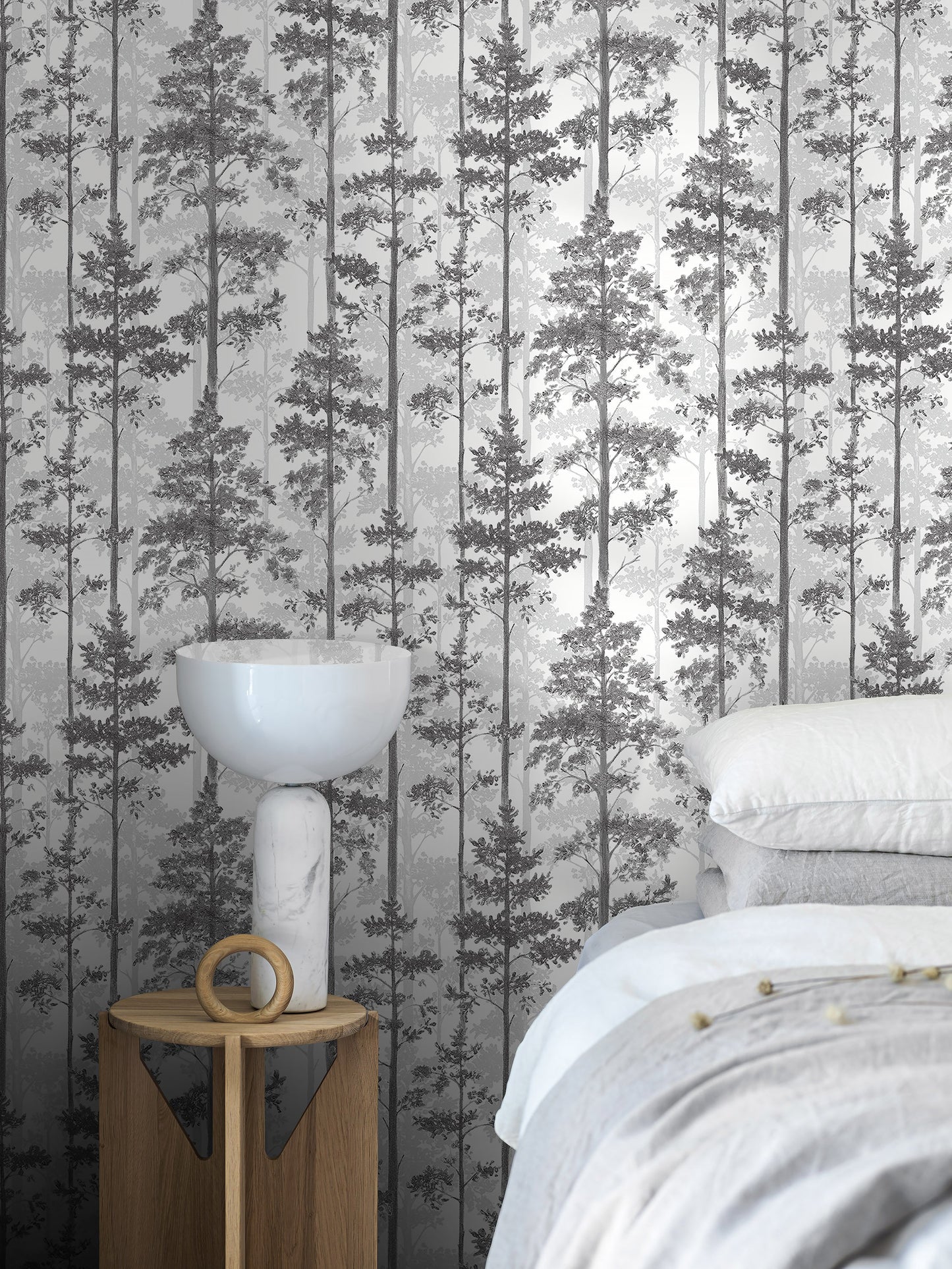 Borastapeter wallpaper - Pine - White & Grey