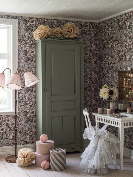 Kinderkamer Behang - Rosie - Paars & Groen