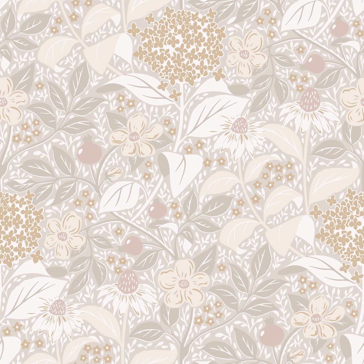Floral Wallpaper - Summer’s Bloom - Beige