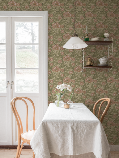 Midbec Wallpaper - Esther Garden - Green, Pink & Beige