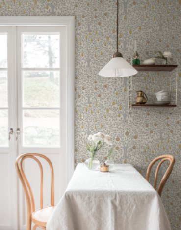 Floral Wallpaper - Apple Garden - Gray, Floral & Tree Wallpaper, Summer Gray