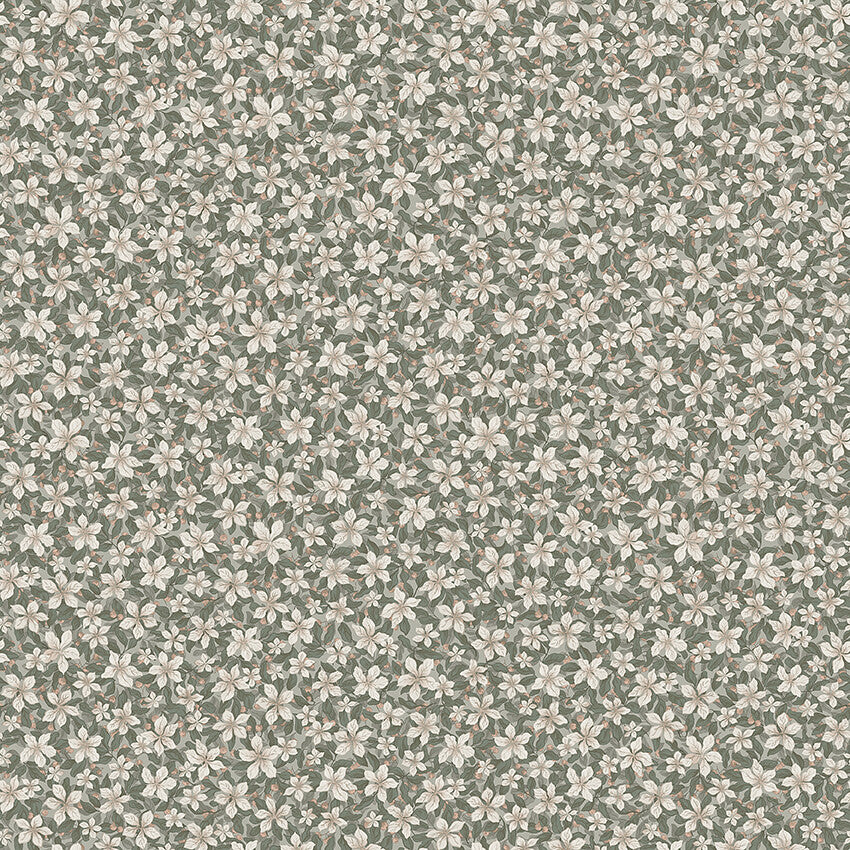 Borastapeter Wallpaper - Skogsblomst - Green/Grey