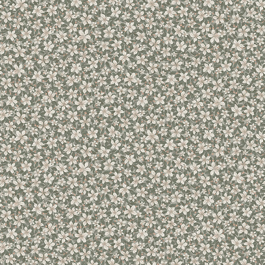 Borastapeter Wallpaper - Skogsblomst - Green/Grey