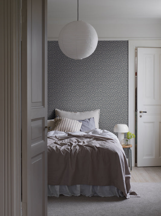 Borastapeter Behang - Bosbloem - Blauw/Grijs