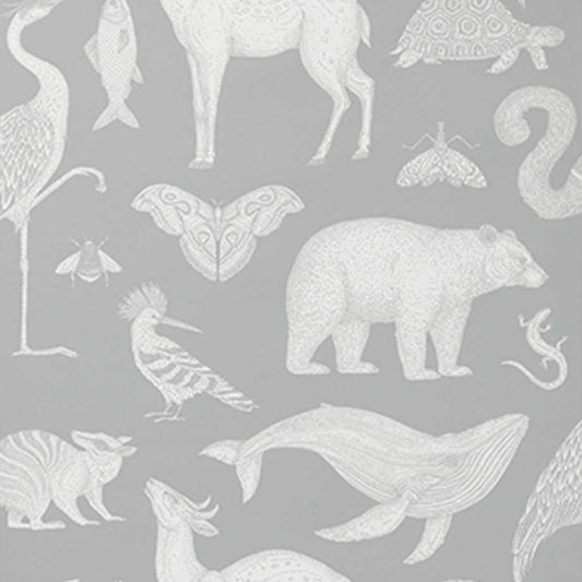 Nursery Wallpaper - Animals Mint Grey by Ferm Living