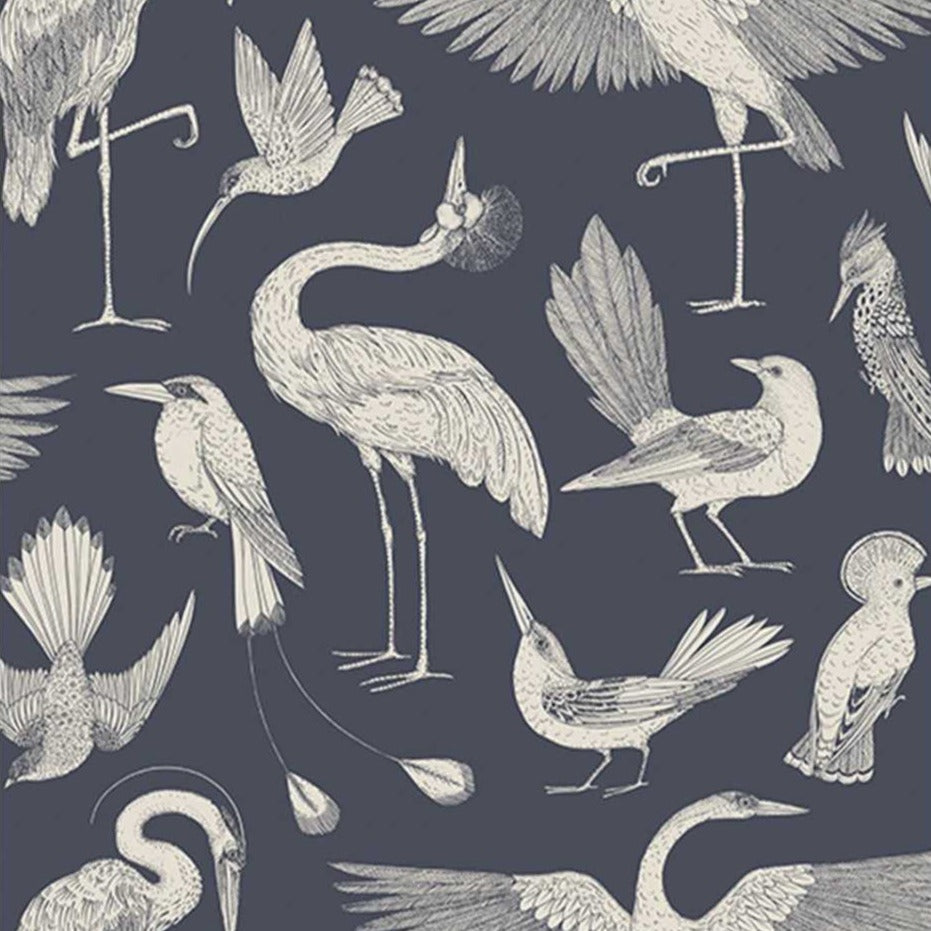 Nursery Wallpaper - Birds Dark Blue by Ferm Living