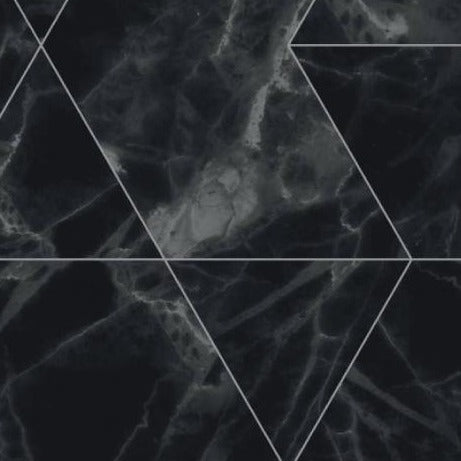 Geometric Wallpaper - Geometric Marble, Black