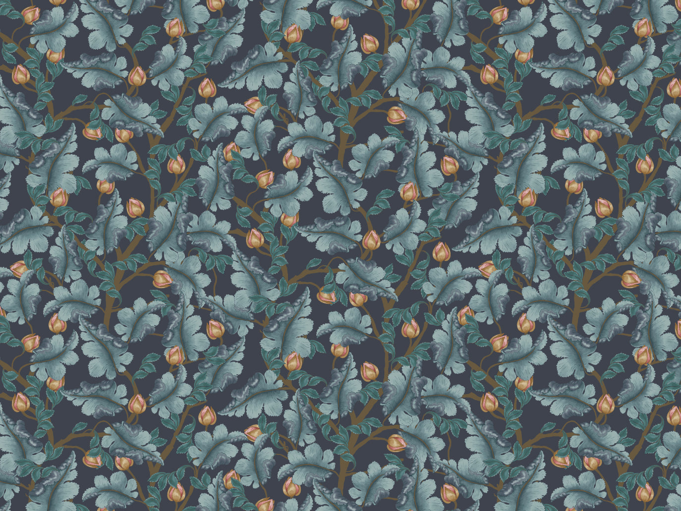 Floral Wallpaper - Ranunculus - Midnight Blue