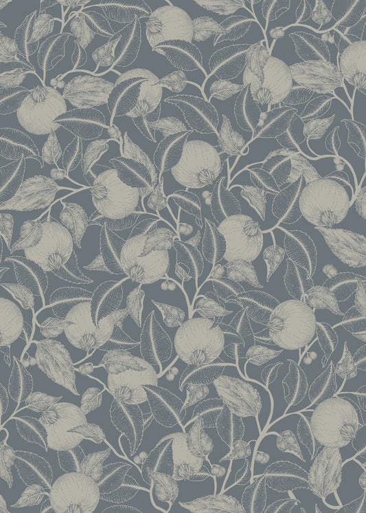 Summer Gray Wallpaper - Pomegranate - Dark Teal