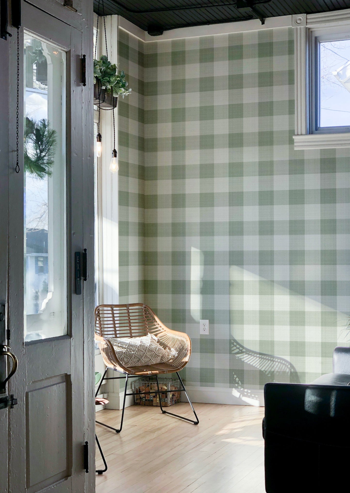 Wallpaper Checks - Linen - Green