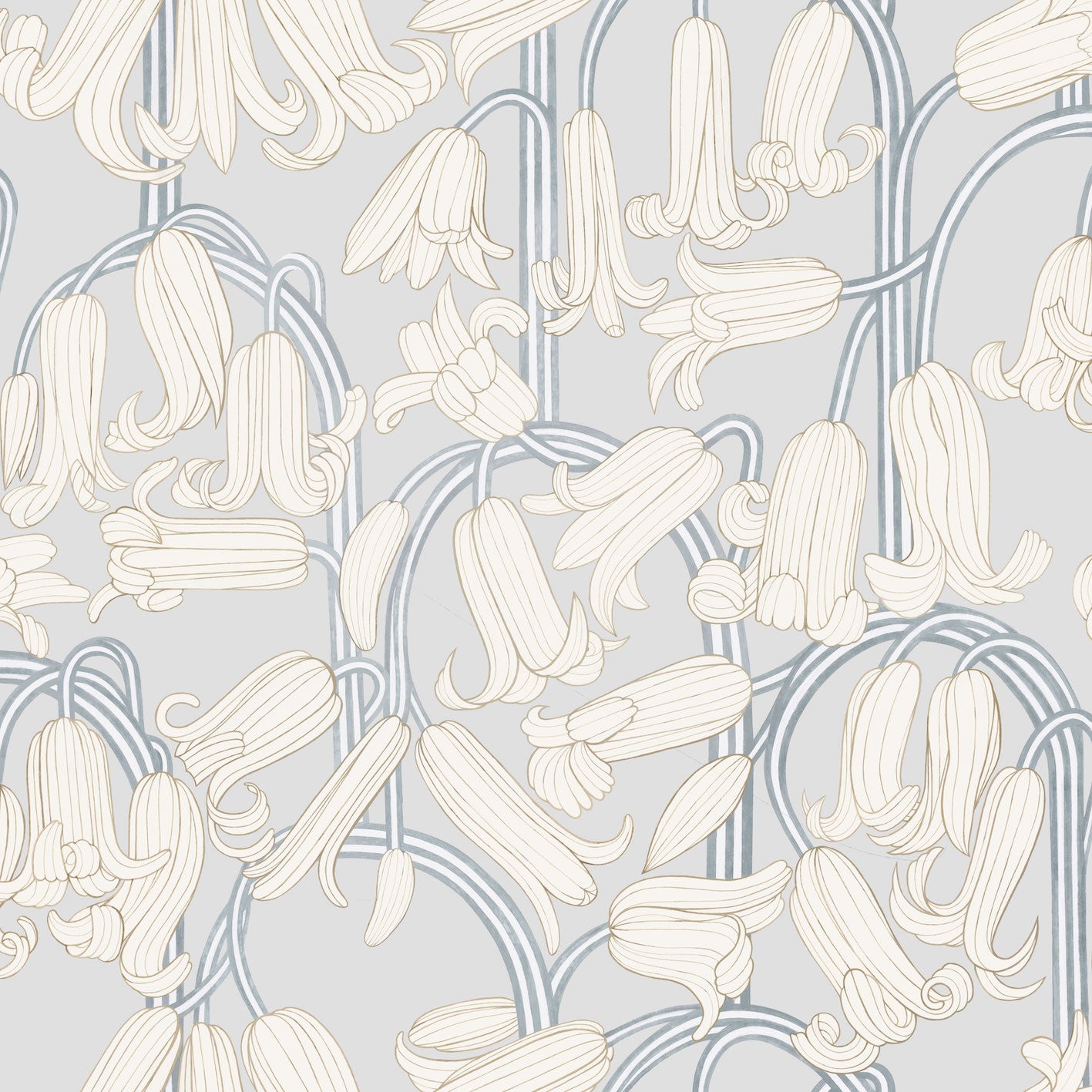 Summer Gray Wallpaper - Bluebells - Grey