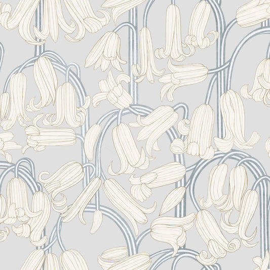 Summer Gray Wallpaper - Bluebells - Grey