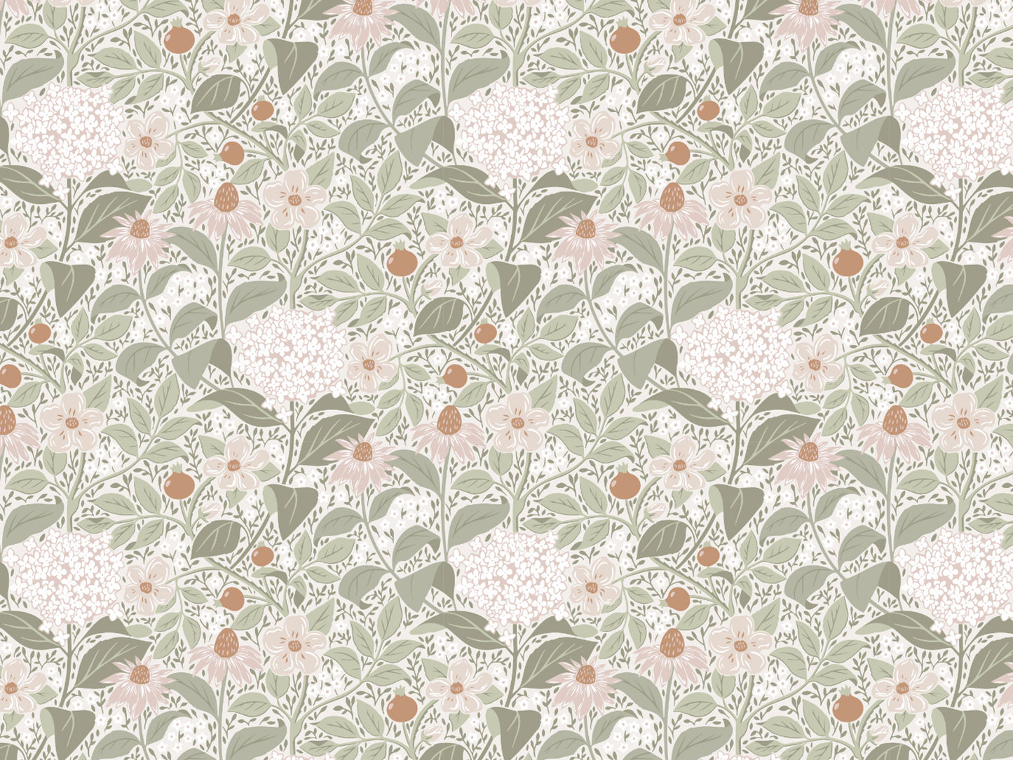 Floral Wallpaper - Summer’s Bloom - Light Green