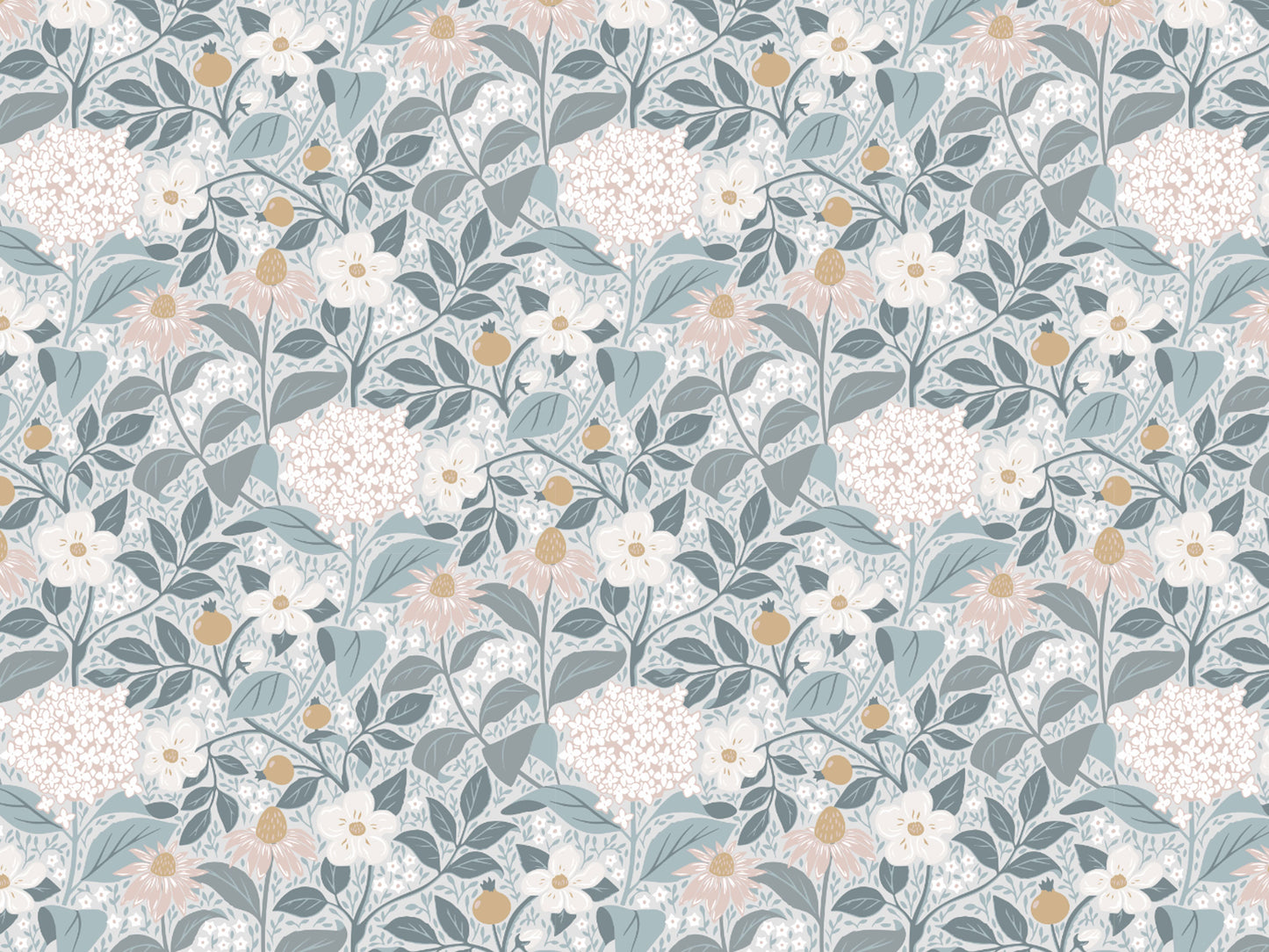 Floral Wallpaper - Summer’s Bloom - Blue