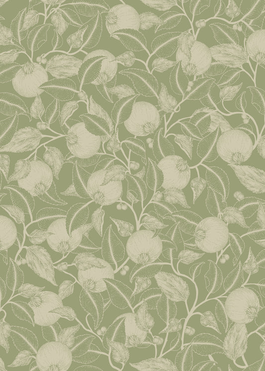 Summer Gray Tapete - Granatapfel - Apfelgrün