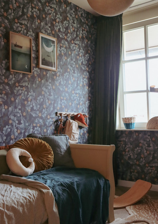 Bloemenbehang - Ranunculus - Middernachtblauw