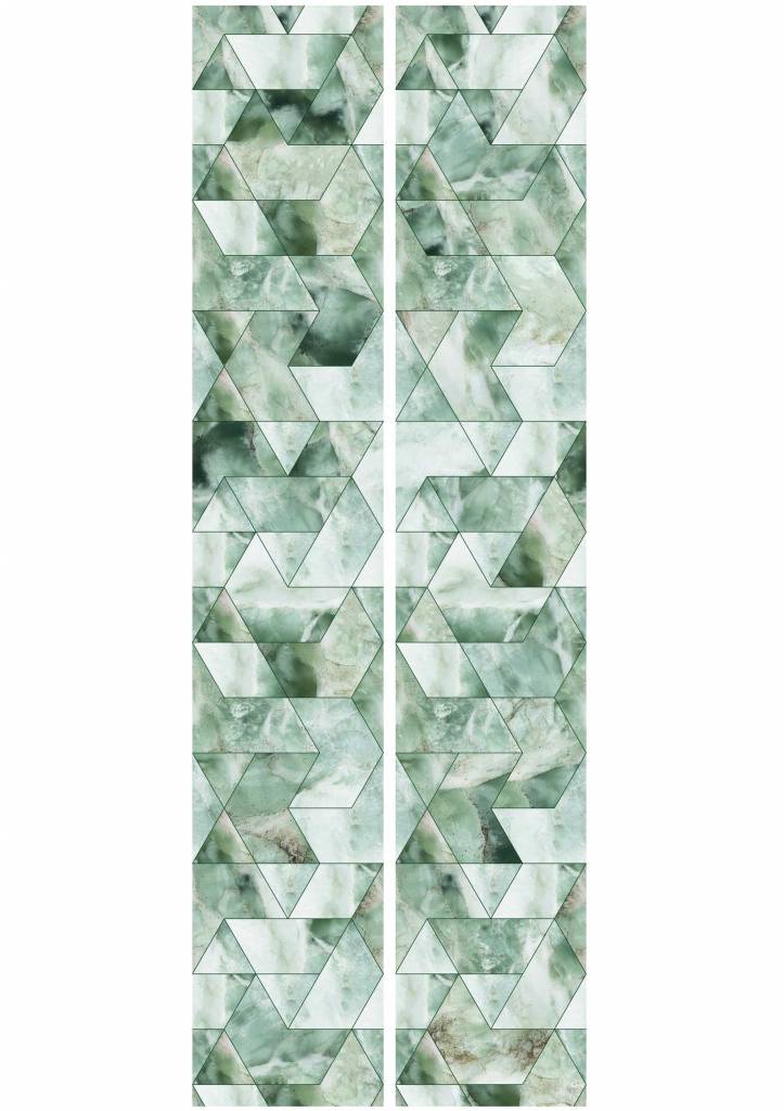 Geometrisch Behang - Geometrisch Marmer, Groen