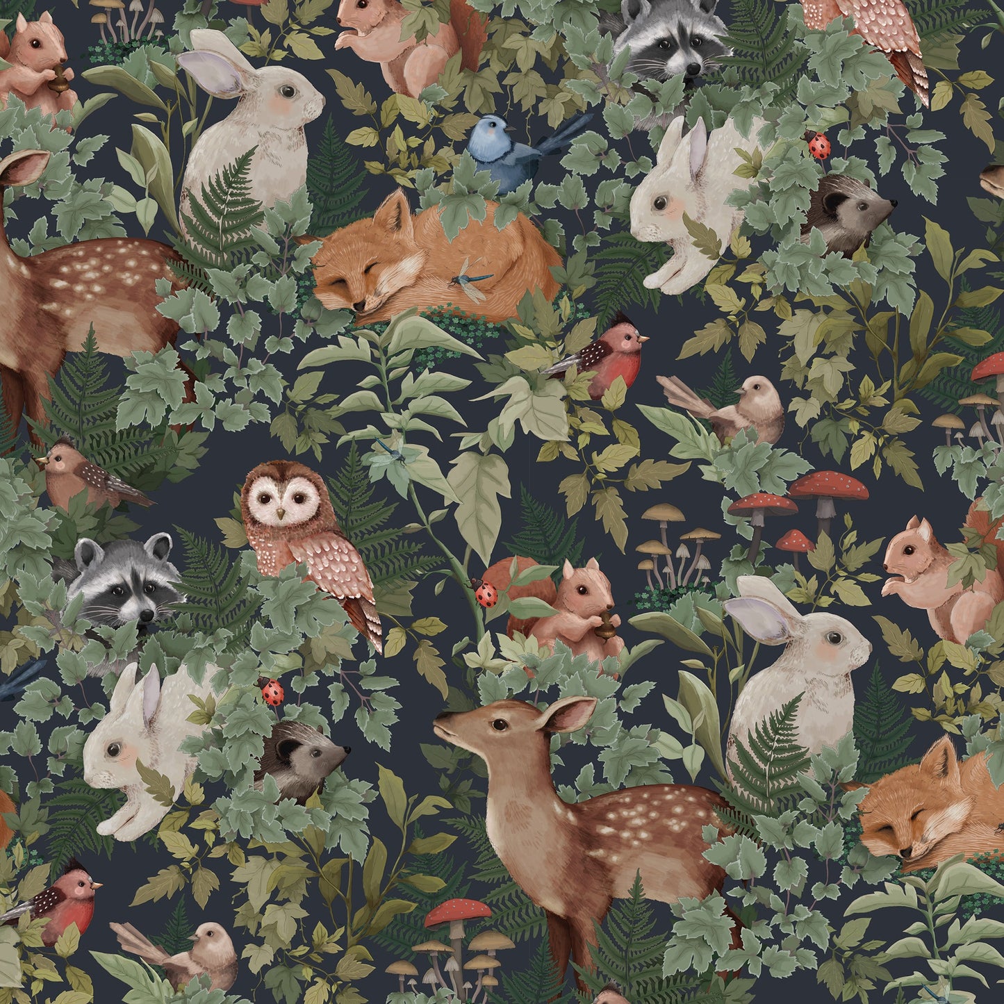 Nursery Wallpaper - Woodland Charcoal by Jimmy Cricket