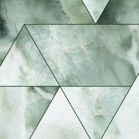 Geometrisch Behang - Geometrisch Marmer, Groen