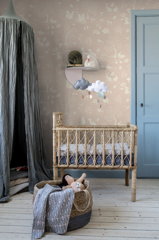 Kinderkamer Behang - Ivar - lichtroze pale