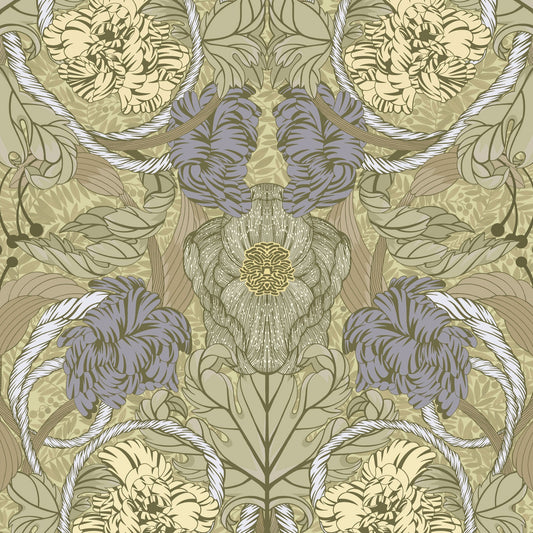 Summer Gray Wallpaper - Cecilia - Olive