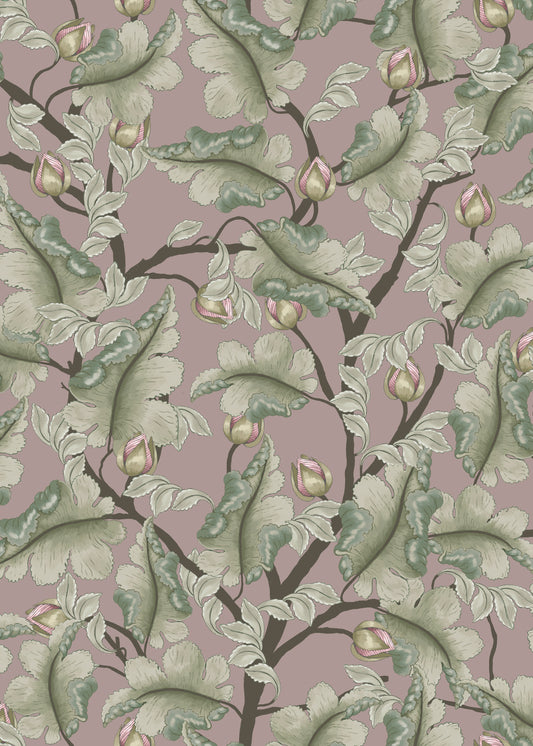 Bloemenbehang - Ranonkel - Donker Lila