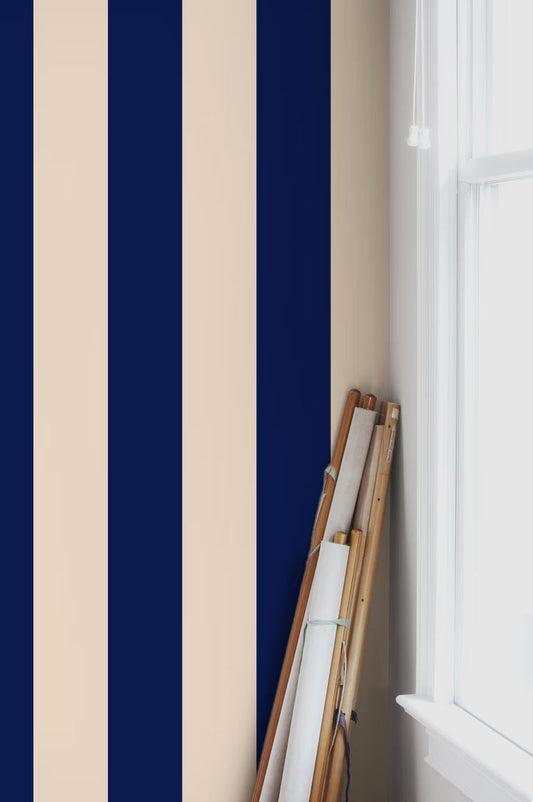 Tapetenstreifen - Ryde - Blau & Beige
