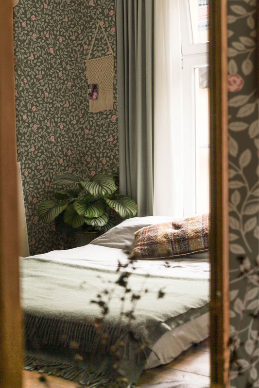 Bloemenbehang - Climbing Rose - Groen